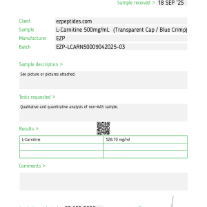 L-Carnitine 500mg-mL (10mL) - Image 2